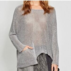 Alembika Knit Mesh Gray Silver Pullover